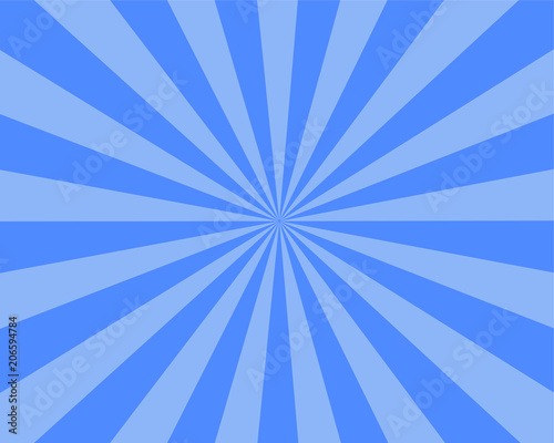 Flat  Blue Sunburst rays sunbeam background vector