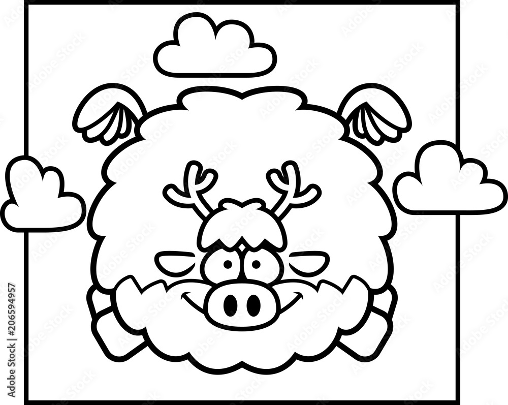 Cartoon Reindeer in the Sky Cartoon Reindeer in the Sky