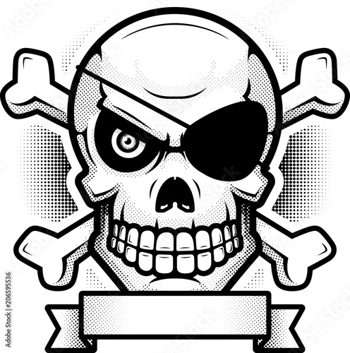 Skull and Crossbones Banner Illustration