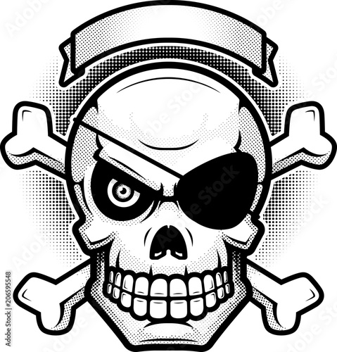 Skull and Crossbones Banner Illustration