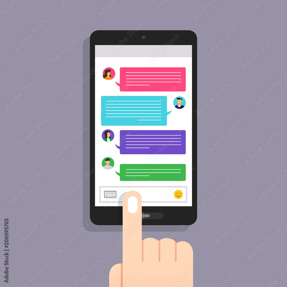 Flat design concept message and chat. Present by icon text message. Vector illustrate Flat design concept message and chat. Present by icon text message. Vector illustrate