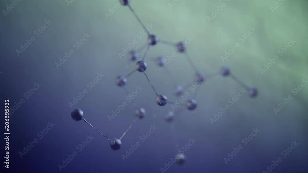 Molecule Structure Come Together Animation Loop. various distorted atoms connect in this microscopic animation of a molecule coming together and separating in a loop