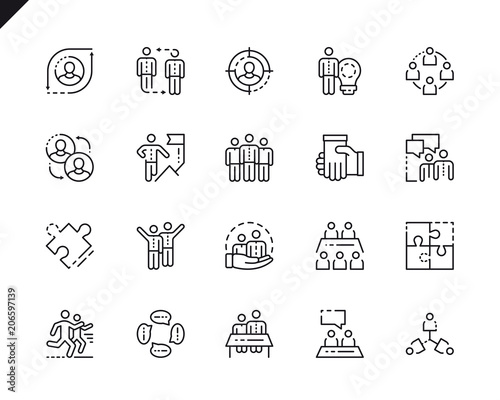 Simple Set Teamwork Line Icons for Website and Mobile Apps.