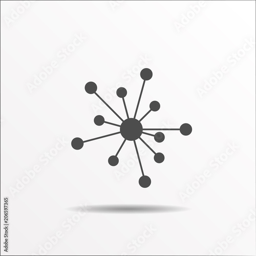 Molecule or hub network connection icon.