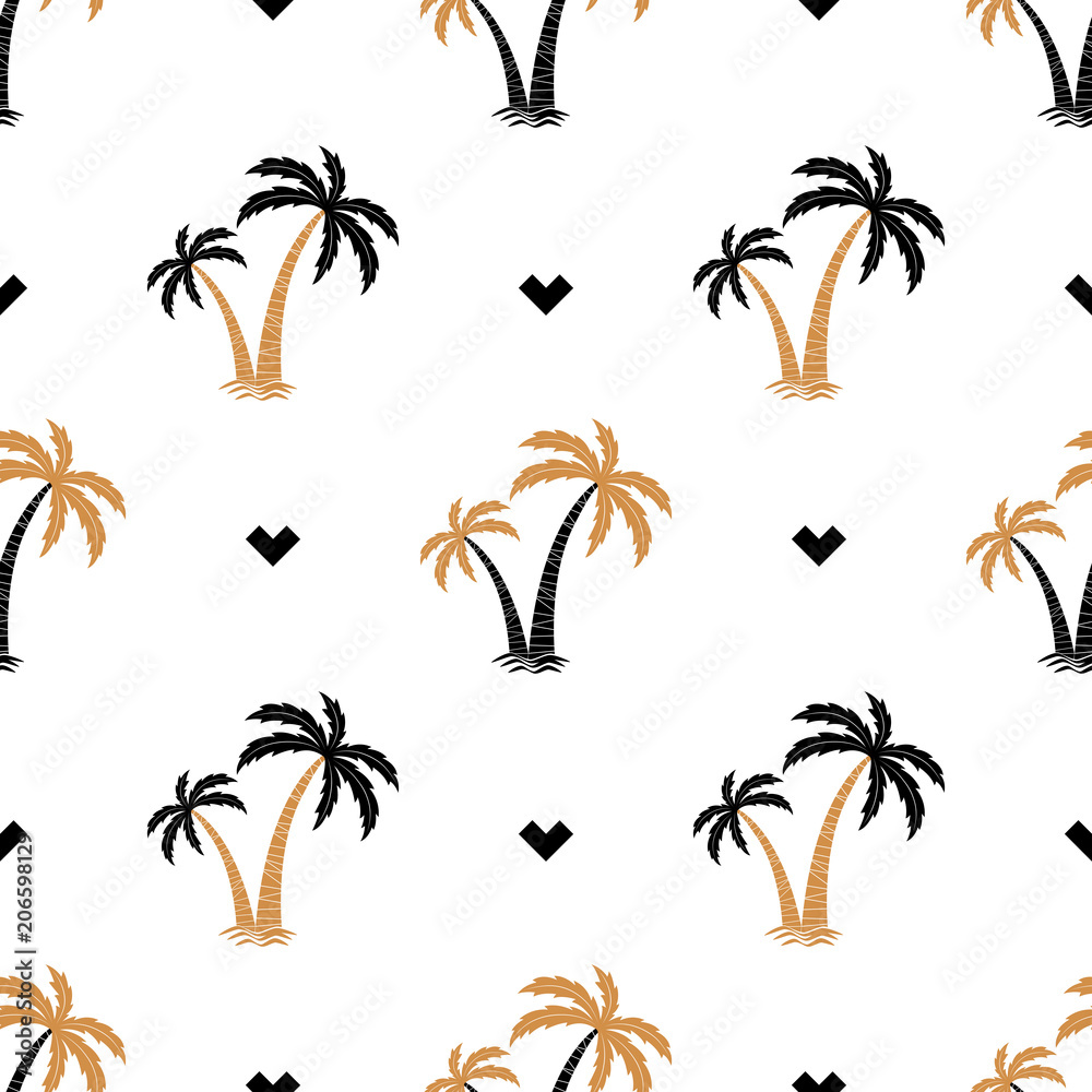 Seamless background with the image of palm trees. simple pattern. Summer background. Vector illustration.