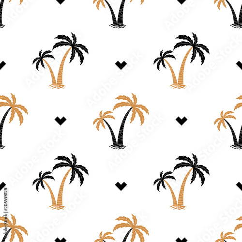 Seamless background with the image of palm trees. simple pattern. Summer background. Vector illustration.