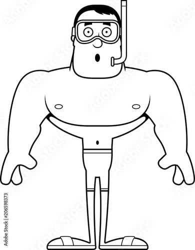Cartoon Surprised Snorkeler