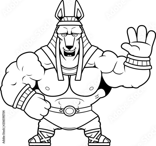 Cartoon Anubis Waving