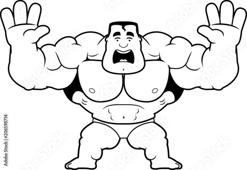 Cartoon Bodybuilder Scared