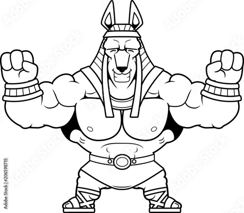 Cartoon Anubis Celebrating