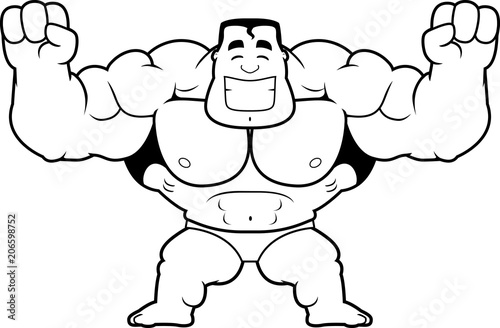 Cartoon Bodybuilder Celebrating