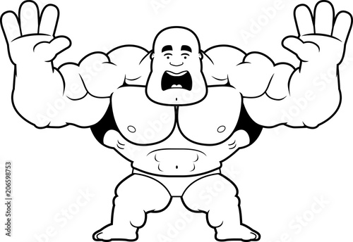 Cartoon Bodybuilder Scared