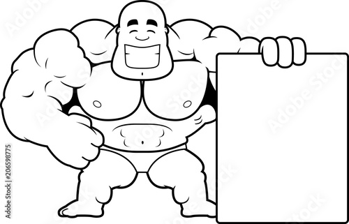 Cartoon Bodybuilder Sign