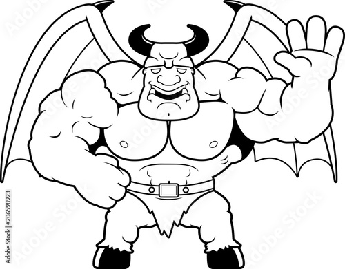 Cartoon Demon Waving