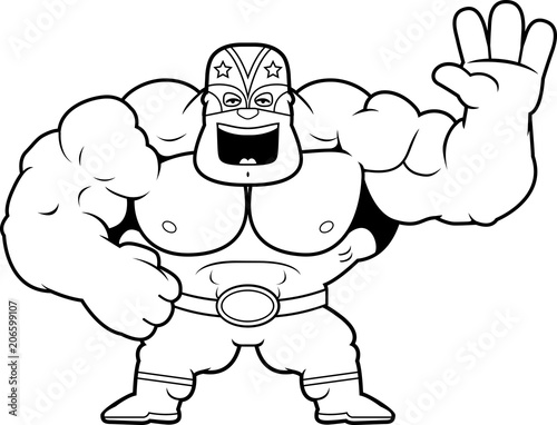 Cartoon Luchador Waving