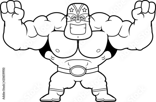 Cartoon Luchador Celebrating