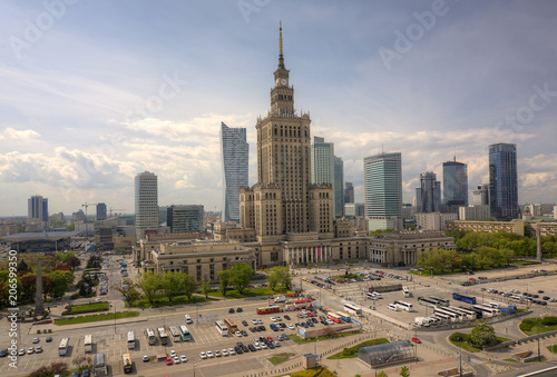 City center on a clear day. Warsaw, Poland.