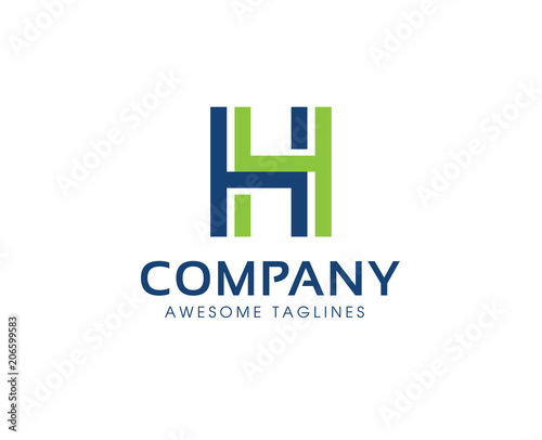 letter H logo modern color line shape typography design element