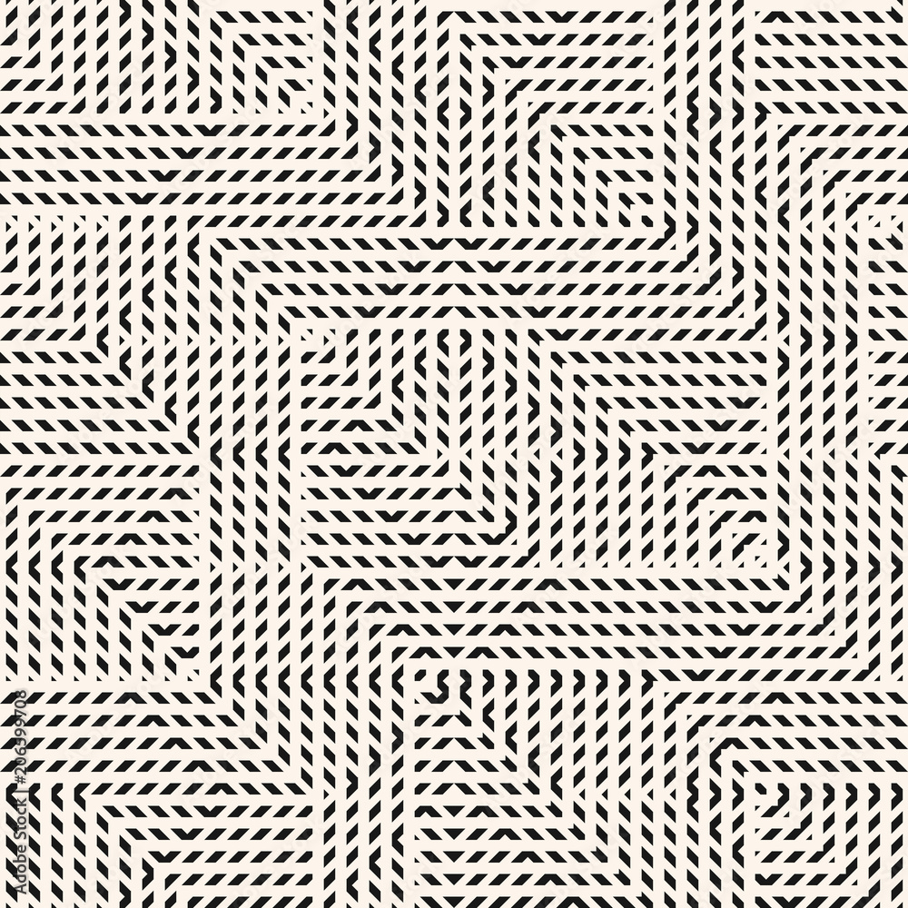 Vector geometric pattern. Abstract graphic background with crossing lines, stripes, small elements. Simple monochrome texture. Modern stylish linear geometry background. Black and white repeat design Vector geometric pattern. Abstract graphic background with crossing lines, stripes, small elements. Simple monochrome texture. Modern stylish linear geometry background. Black and white repeat design