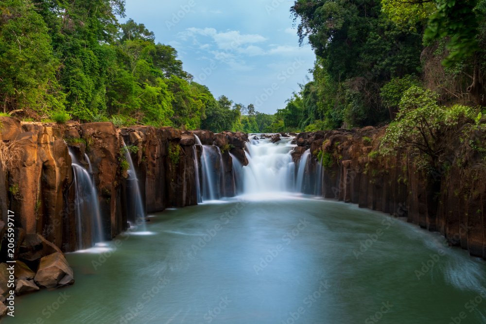 Fototapeta premium Tad pha-suam waterfall, the famous waterfall in Pakse, Laos