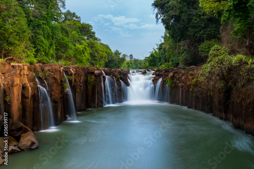 Tad pha-suam waterfall, the famous waterfall in Pakse, Laos