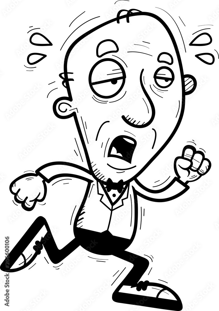 Exhausted Cartoon Senior Groom