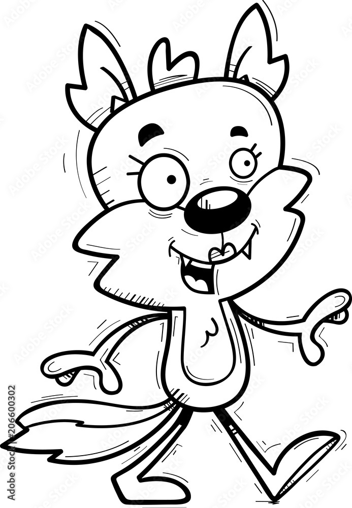 Cartoon Female Wolf Walking Cartoon Female Wolf Walking