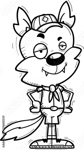 Confident Cartoon Male Wolf Scout