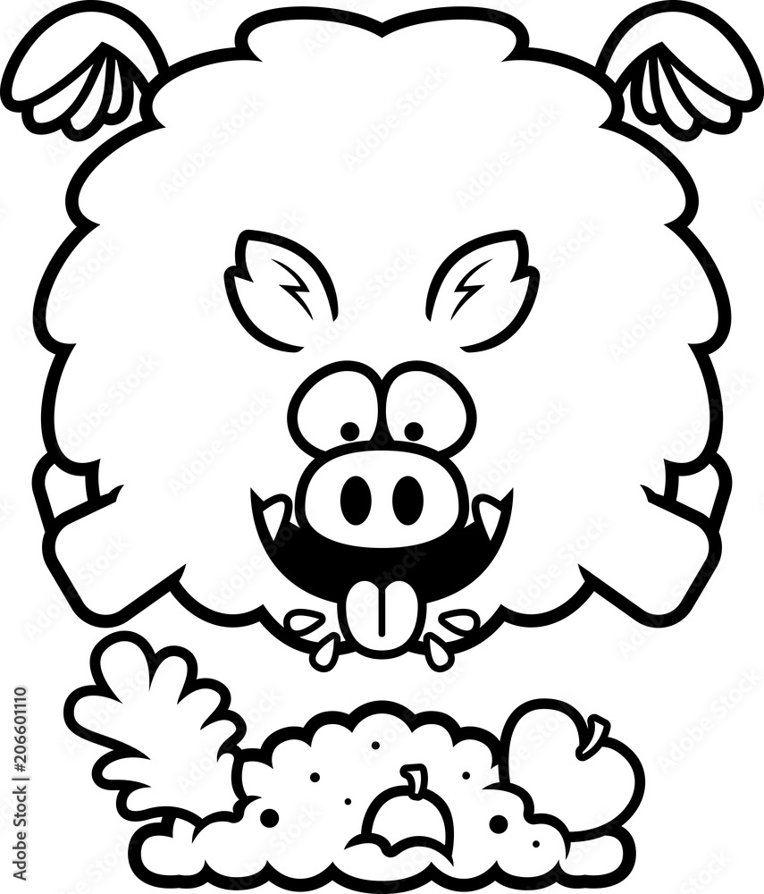 Fototapeta premium Cartoon Boar Eating