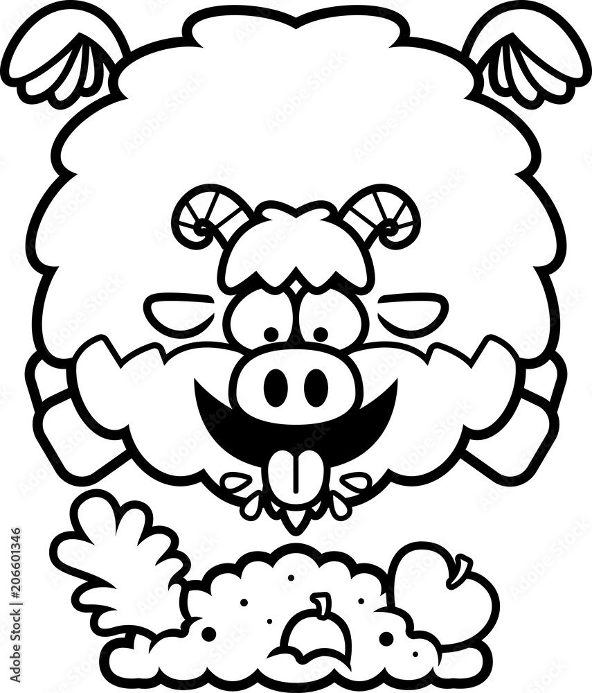 Fototapeta premium Cartoon Goat Eating