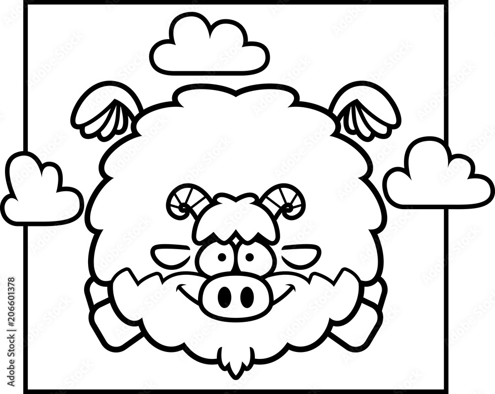 Cartoon Goat in the Sky Cartoon Goat in the Sky