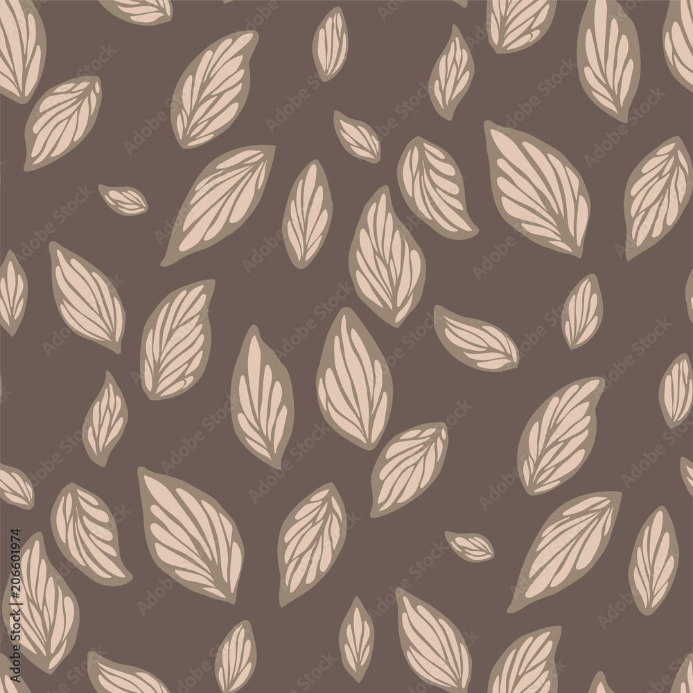 Abstract floral semaless pattern in a shape of a leaf or a petal in brown colors Abstract floral semaless pattern in a shape of a leaf or a petal in brown colors