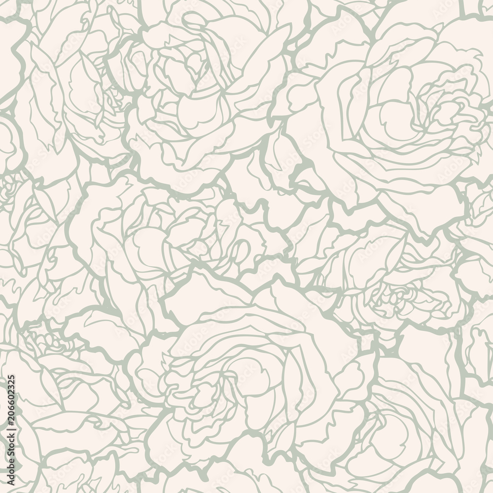 Seamless pattern with poppy, Peonies or roses flowers Seamless pattern with poppy, Peonies or roses flowers