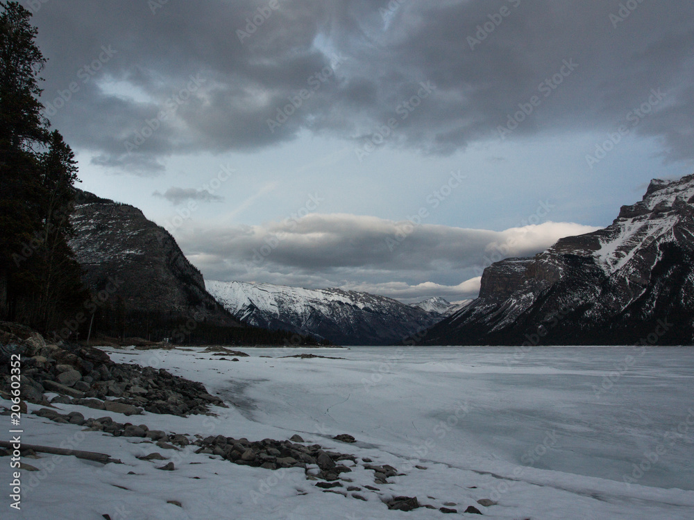 Lake Minnewanka in winter , Banff , Alberta, Canada