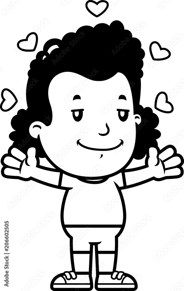 Fototapeta premium Cartoon Girl Hugging