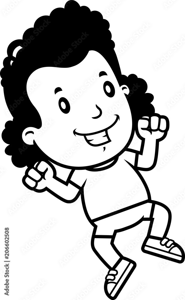 Fototapeta premium Cartoon Girl Jumping