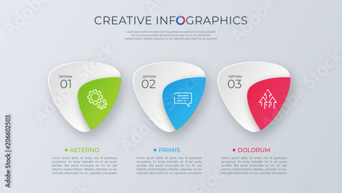 Contemporary minimalist vector infographic design with three opt