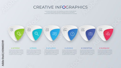 Contemporary minimalist vector infographic design with six optio