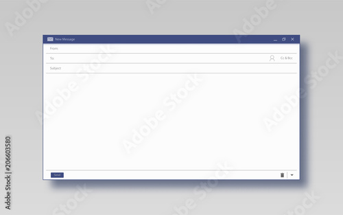 E-mail blank template for mail message internet mail frame interface blue style