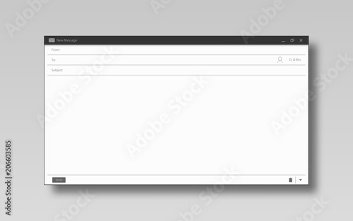 E-mail blank template for mail message internet mail frame interface