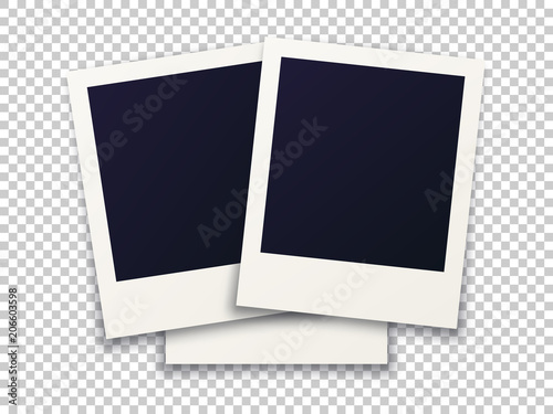 Rotated photo frame concept, isolated objects on transparent background. Vector detailed illustration edge for images and pictures.