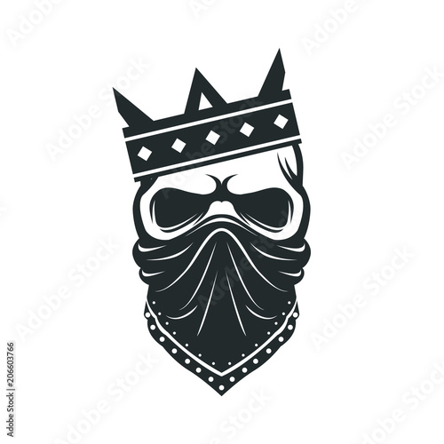 Skull in the Crown and Bandana. Gangster icon
