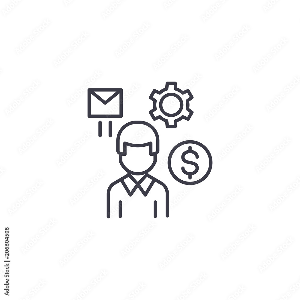 Employee linear icon concept. Employee line vector sign, symbol, illustration.