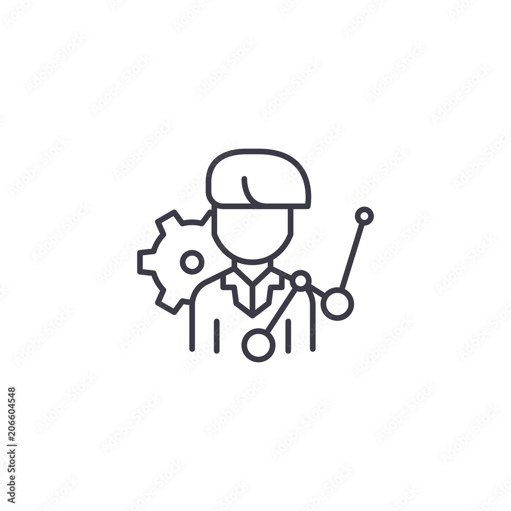 Engineer linear icon concept. Engineer line vector sign, symbol, illustration.