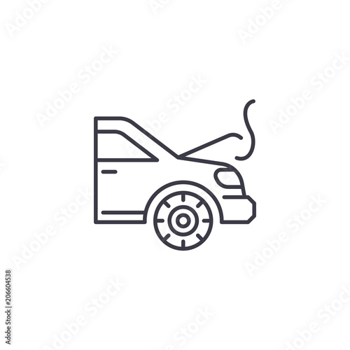 Engine overheating linear icon concept. Engine overheating line vector sign, symbol, illustration.