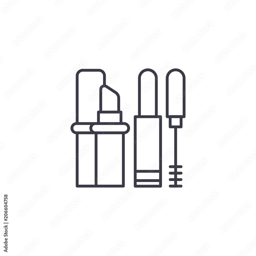 Eyebrow cosmetics linear icon concept. Eyebrow cosmetics line vector sign, symbol, illustration. Eyebrow cosmetics linear icon concept. Eyebrow cosmetics line vector sign, symbol, illustration.