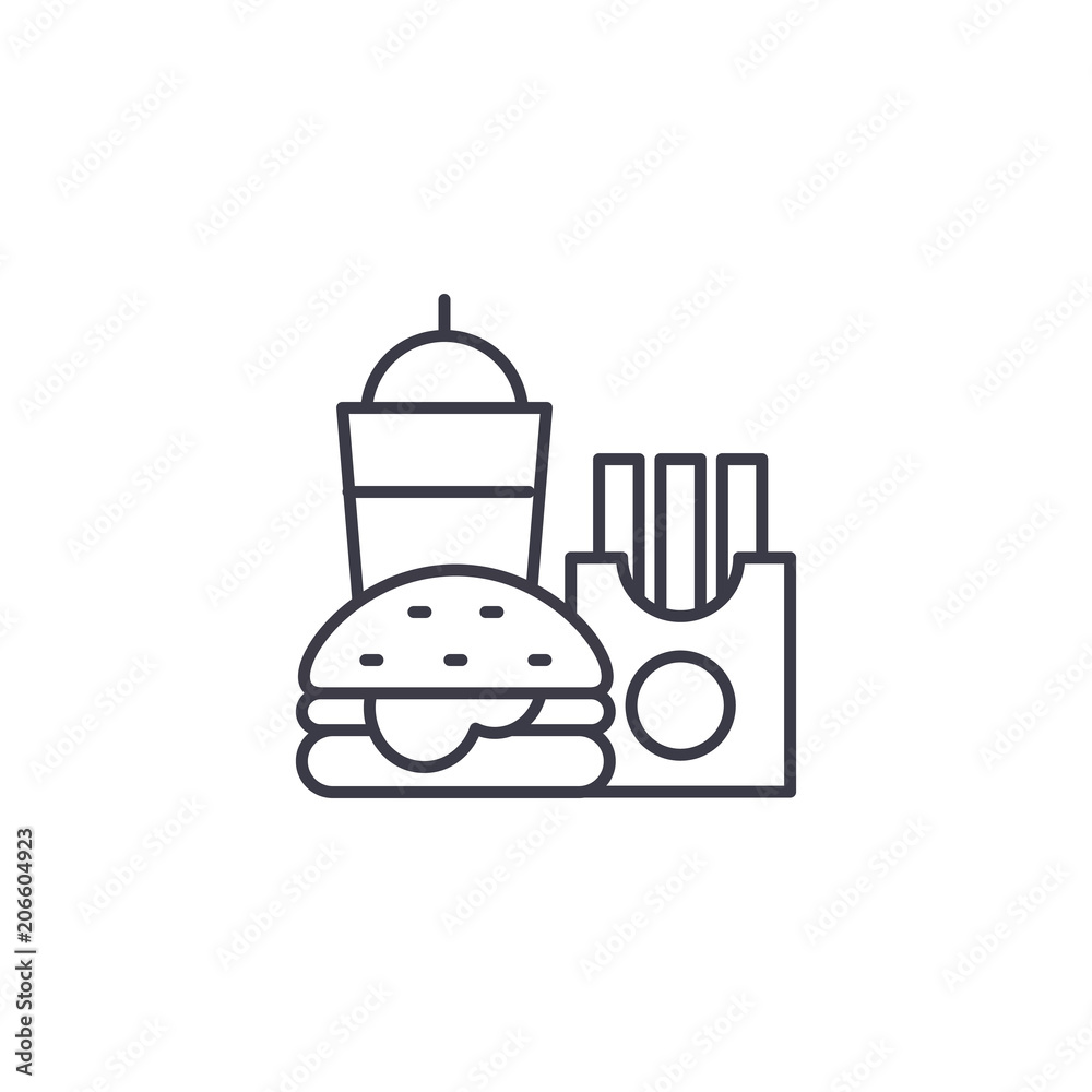 Fast food symbol linear icon concept. Fast food symbol line vector sign, symbol, illustration.