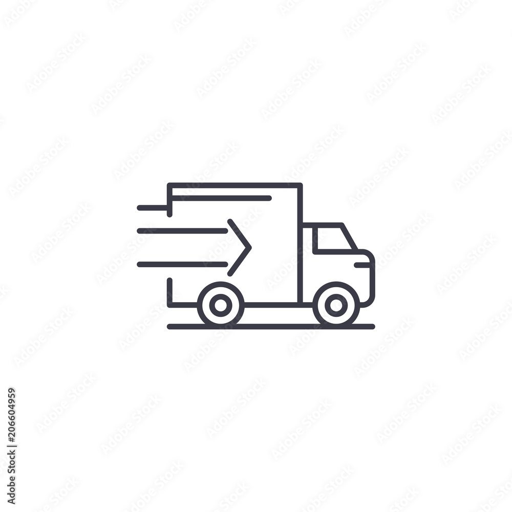 Fast truck delivery linear icon concept. Fast truck delivery line vector sign, symbol, illustration.