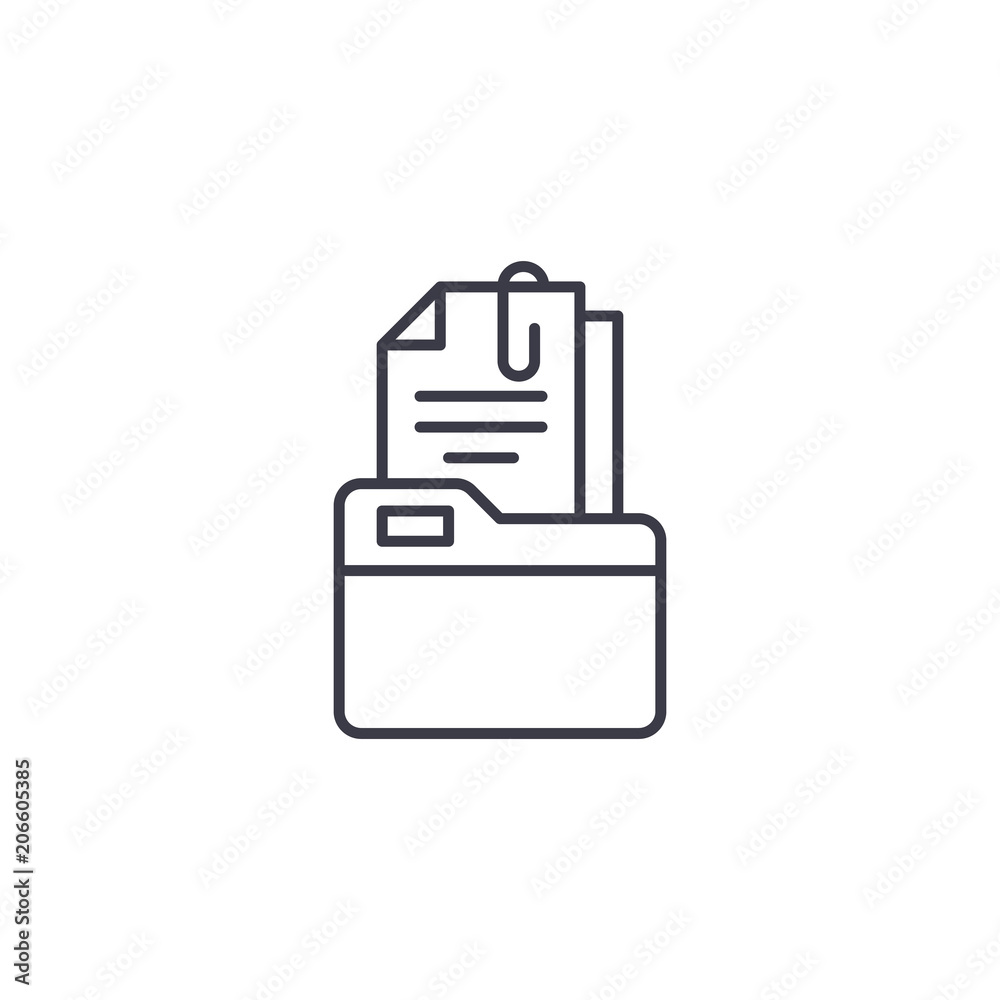 Folder with documents linear icon concept. Folder with documents line vector sign, symbol, illustration. Folder with documents linear icon concept. Folder with documents line vector sign, symbol, illustration.
