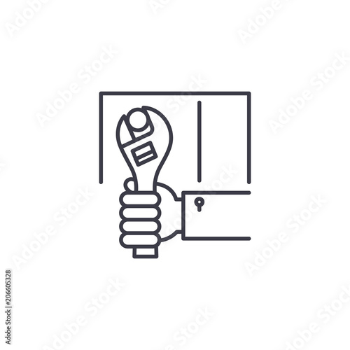 Fitters work linear icon concept. Fitters work line vector sign, symbol, illustration.